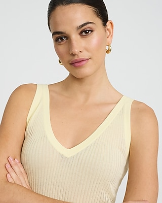 Textured Ribbed V-Neck Sweater Tank - image 2