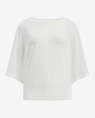 Sheer Boat Neck Dolman Sleeve Banded Sweater - thumbnail 9