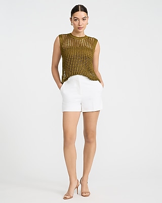 Open Stitch Crew Neck Sleeveless Sweater Tank