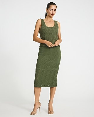 Cotton Pointelle Scoop Neck Scalloped Sweater Tank