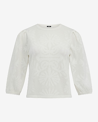Cotton Floral Puff Sleeve Sweater