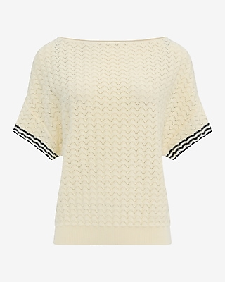 Cotton Tipped Open Stitch Dolman Sweater