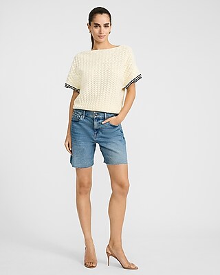 Cotton Tipped Open Stitch Dolman Sweater