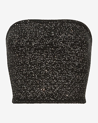 Strapless Metallic Tube Top Sweater