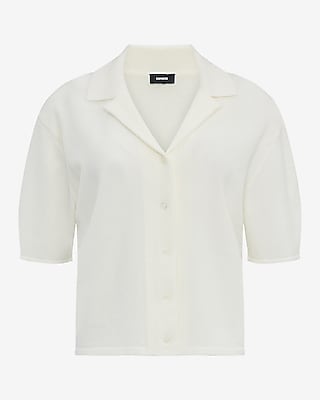 Relaxed Collared Short Sleeve Cardigan