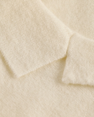 Relaxed Short Sleeve Button Down Collared Sweater