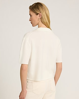 Relaxed Collared Short Sleeve Cardigan