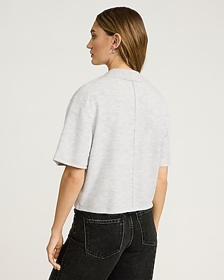 Relaxed Short Sleeve Button Down Collared Sweater