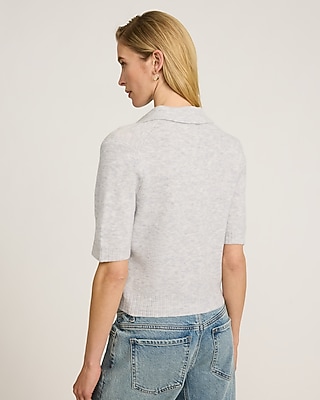 Skimming Collared Short Sleeve Cardigan - image 2