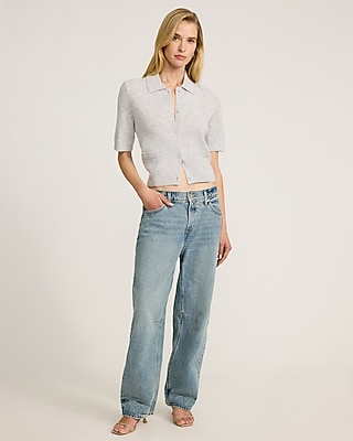 Skimming Collared Short Sleeve Cardigan - image 3