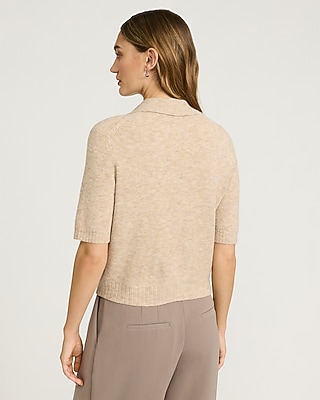 Skimming Collared Short Sleeve Cardigan