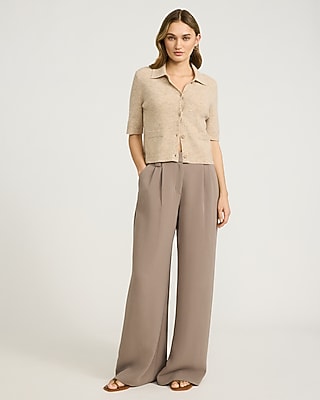 Skimming Collared Short Sleeve Cardigan