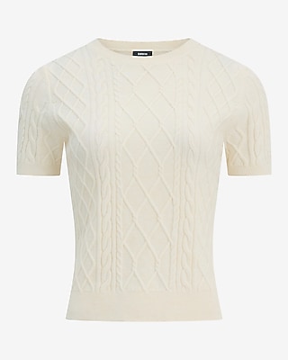 Skimming Cable Knit Sweater Tee Airy Soft