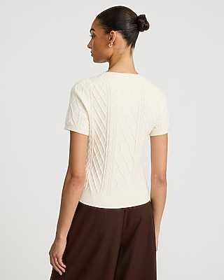 Skimming Cable Knit Sweater Tee Airy Soft