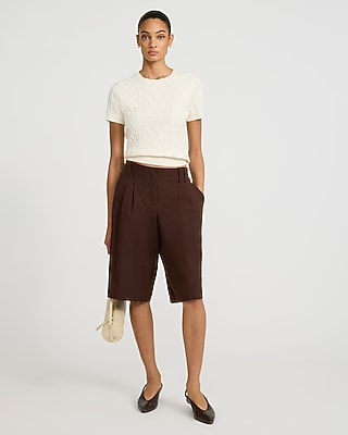 Skimming Cable Knit Sweater Tee Airy Soft