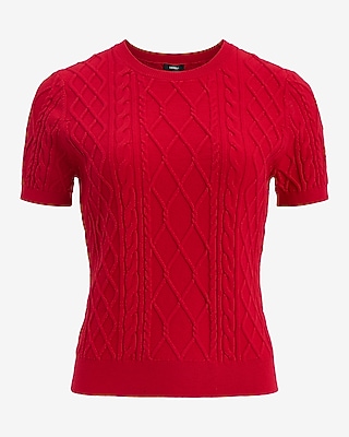 Skimming Cable Knit Sweater Tee Airy Soft