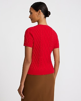 Skimming Cable Knit Sweater Tee Airy Soft