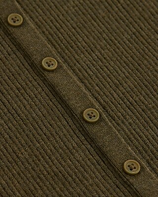 Fitted Ribbed Boat Neck Cardigan