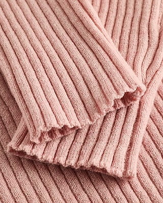 Fitted Ribbed Long Sleeve Sweater Polo