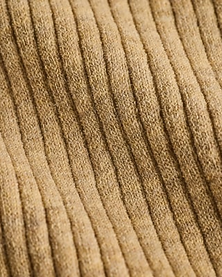 Fitted Ribbed Long Sleeve Sweater Polo
