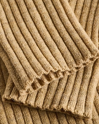 Fitted Ribbed Long Sleeve Sweater Polo