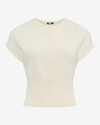Crew Neck Cap Sleeve Banded Bottom Cardigan - image 4
