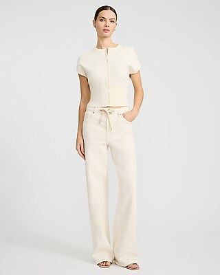 Crew Neck Cap Sleeve Banded Bottom Cardigan - image 3