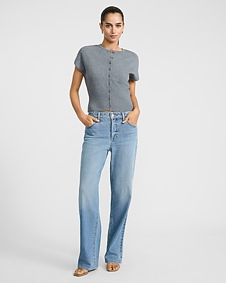 Crew Neck Cap Sleeve Banded Bottom Cardigan