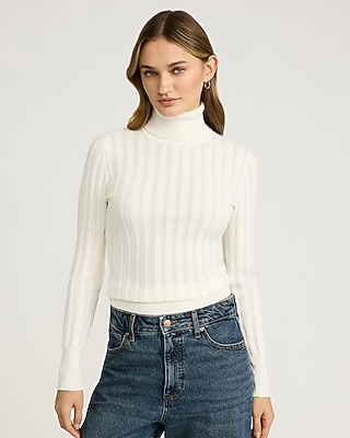 Fitted Silky Soft Textured Turtleneck Sweater
