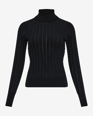 Fitted Silky Soft Textured Turtleneck Sweater