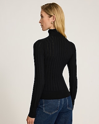 Fitted Silky Soft Textured Turtleneck Sweater