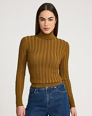 Fitted Silky Soft Textured Turtleneck Sweater - image 2