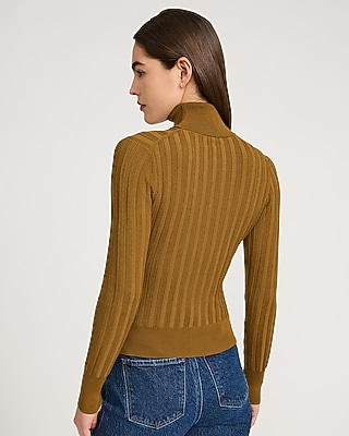 Fitted Silky Soft Textured Turtleneck Sweater - image 3