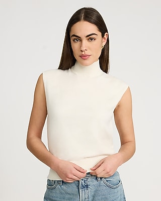 Skimming Mock Neck Cap Sleeve Sweater