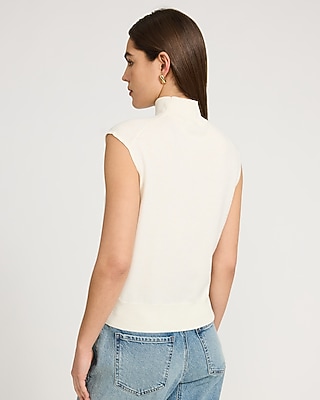 Skimming Mock Neck Cap Sleeve Sweater