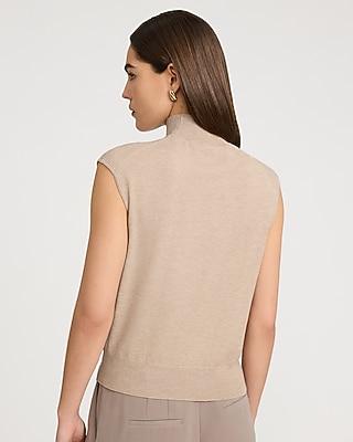 Skimming Mock Neck Cap Sleeve Sweater in Ivory - image 2