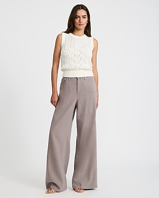 Cotton Textured Open Stitch Crew Neck Sweater Tank