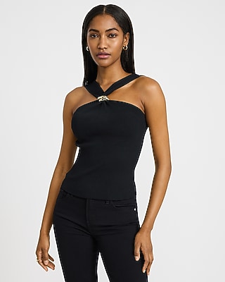 Draped Halter Novelty Hardware Tank | Express