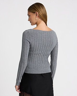 Pointelle Boat Neck Long Sleeve Sweater