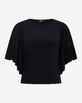 Crew Neck Flutter Sleeve Sweater in Silky Soft - thumbnail 4