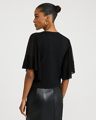 Crew Neck Flutter Sleeve Sweater in Silky Soft - thumbnail 2