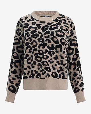 Leopard Crew Neck Pullover Sweater