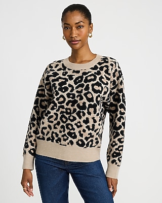 Leopard Crew Neck Pullover Sweater