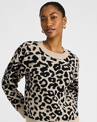 Leopard Crew Neck Pullover Sweater