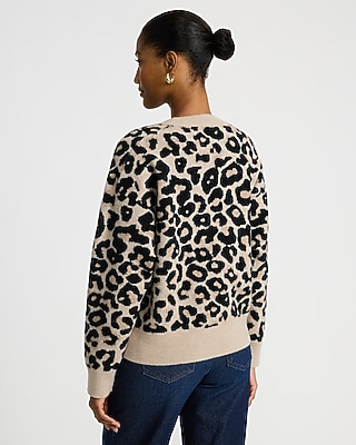Leopard Crew Neck Pullover Sweater