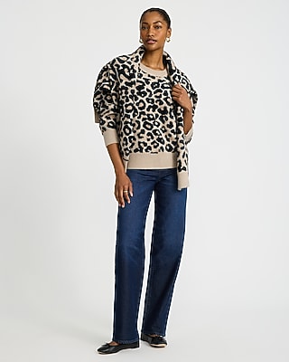 Leopard Crew Neck Pullover Sweater
