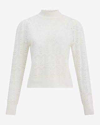 Open Stitch Textured Mock Neck Sweater
