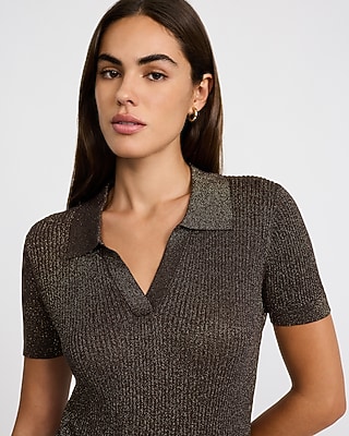 Shine Johnny Collar Short Sleeve Sweater Polo