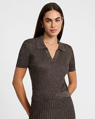 Shine Johnny Collar Short Sleeve Sweater Polo