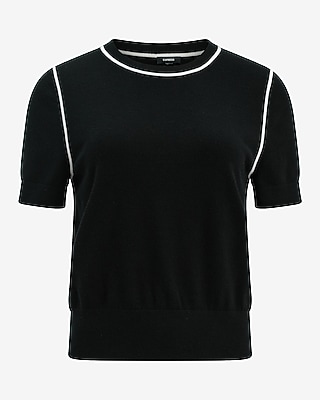 Skimming Tipped Crew Neck Sweater Airy Soft